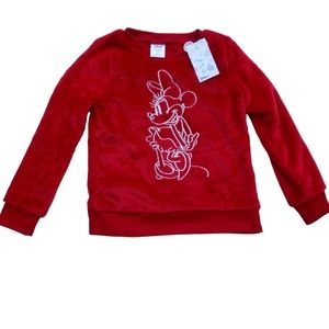 NWT Disney Red Minnie Mouse Faux Fur Sweatshirt Toddler Girls 5